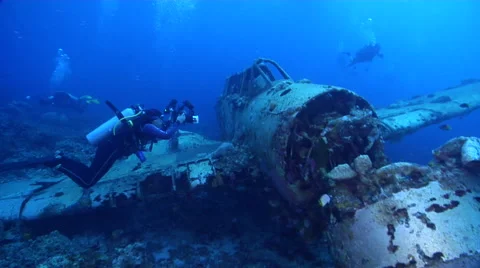 Group of scuba divers taking images in lagoon in Palau (Micronesia), HD, UP32476 Stock Footage 61913059