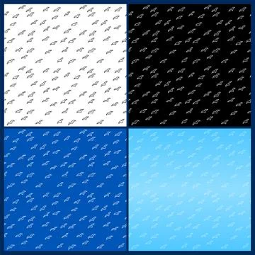 Group of seamless patterns with flying birds Stock Illustration
