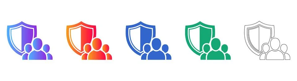 Group Security Shield Icons Set Stock Illustration