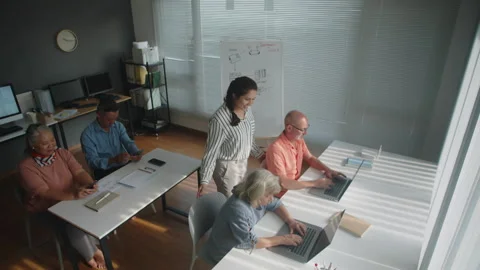 Group of Seniors Attending Computer Class Stock Footage 263700915