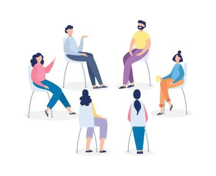 Group session therapy with psychologist or psychotherapist a vector illustration 스톡 일러스트