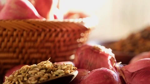 Group of Shallot Bulbs Stock Footage 100388796