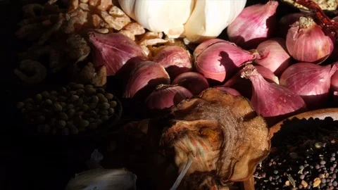 A group of shallot spice. Stock Footage 100422720