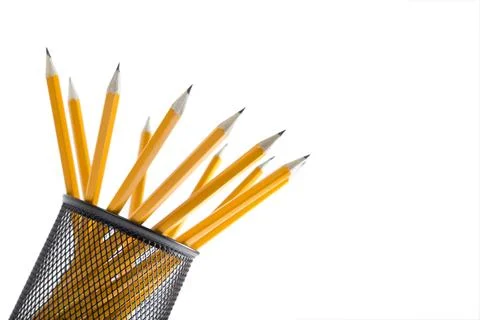 Group of sharp pencils isolated on white background Stock Photos