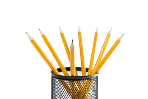 Group of sharp pencils isolated on white background Stock Photos