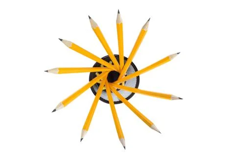 Group of sharp pencils isolated on white background Stock Photos
