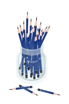A Group of Sharpened Pencils in Jar Stock Illustration