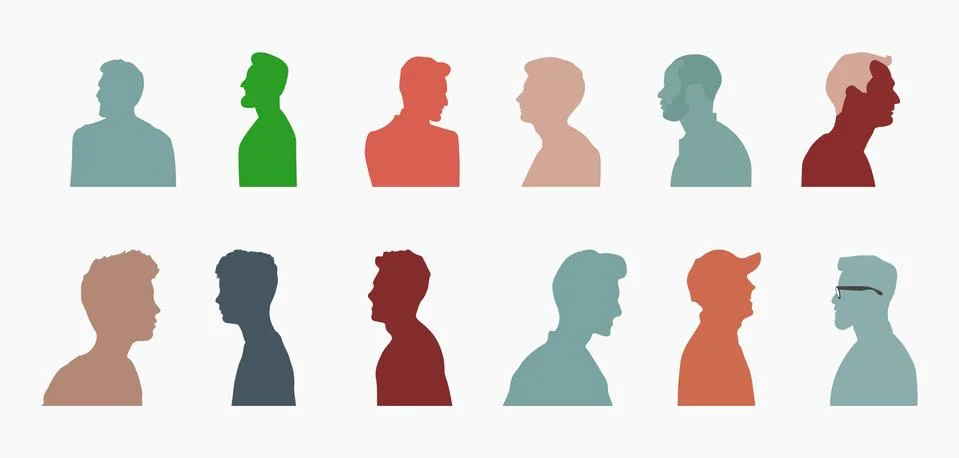 Group Silhouette of men. Vector. Stock Illustration