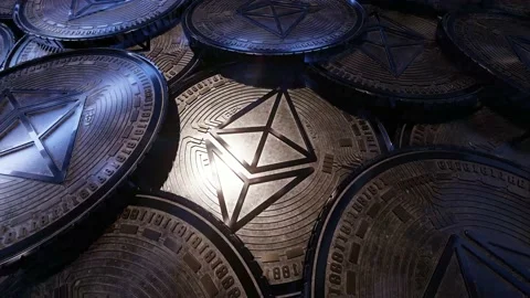 Group of silver ethereum coins spining Stock Footage 172490895