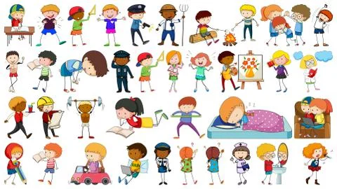 Group of simple characters Stock Illustration