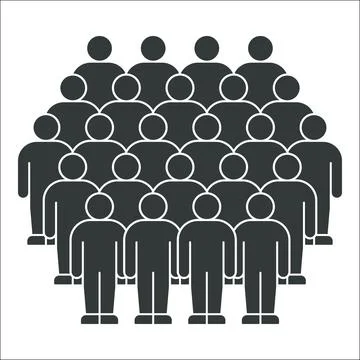 Group of Simplified Human Figures in Close Formation Silhouette Stock Illustration