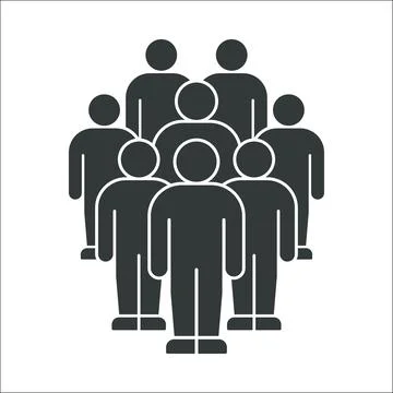 Group of Simplified Human Figures in Close Formation Silhouette Stock Illustration
