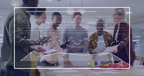 Group of six colleagues opening white box and pointing at samples while Stock Footage 333904077