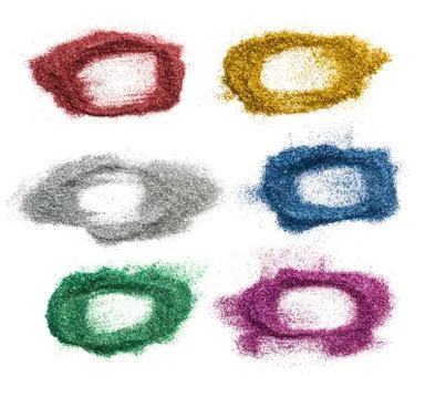 A group of six frames of different colors for the festive decoration of the text Stock Photos