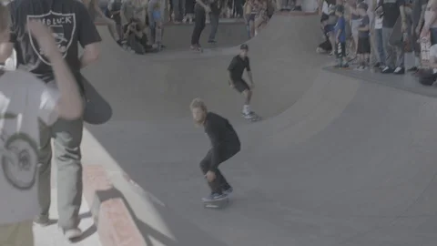 A Group of Skaters Tricks in Unison Stock Footage 100970636