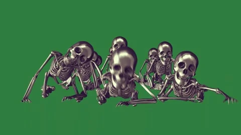 Group of skeletons on three sitting in row top each other Stock-Footage 335978178