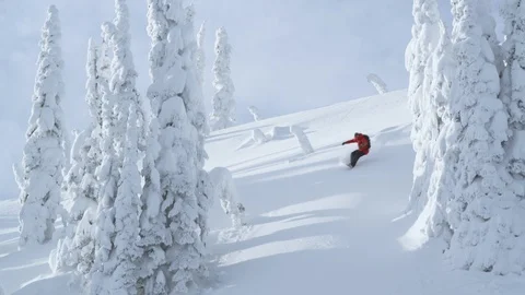 Group of skillful snowboarders gliding down snowy mountain Stock Footage 116782968