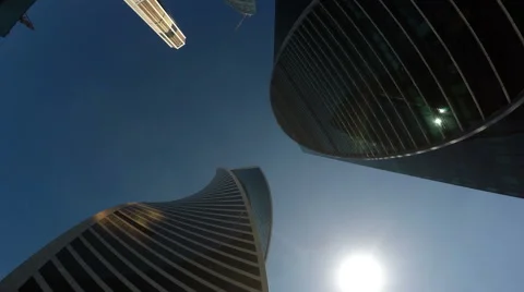 A group of skyscrapers: Empire, Evolution,  Mercury. Timelapse Stock Footage 54668316