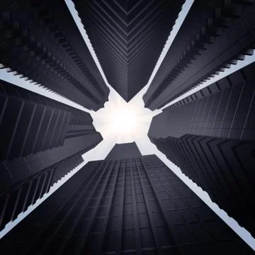 Group of skyscrapers view from below Stock Illustration