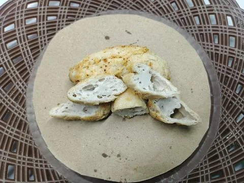 Group of Sliced Crispy Cireng Snacks on Wax Paper Lining Stock Photos
