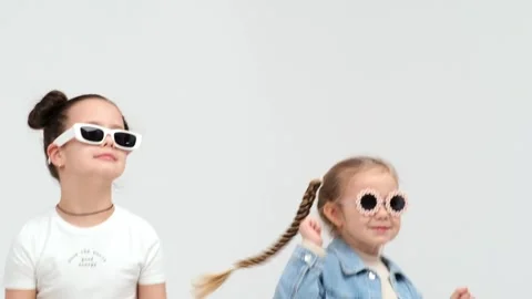 A group of small children dancing on a white background Stock Footage 264044679