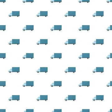Group of small delivery trucks forming a seamless repeat pattern Stock Illustration
