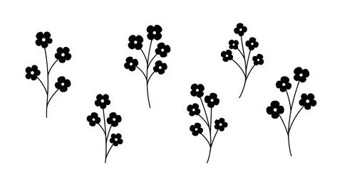 A group of small flowers with thin stems Stock Illustration