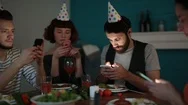 Group Of Smartphone Addicted Friends Stock Footage