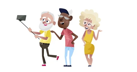 Group of smiling old people doing selfie Stock Footage 128366334