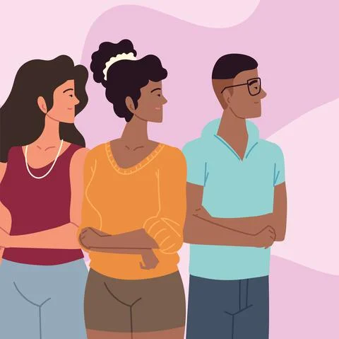 Group of smiling youht Stock Illustration