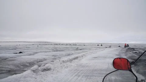 Group of Snowbiles in Iceland Stock Footage 236725854