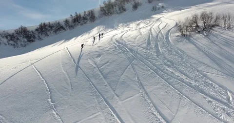 A group of snowboarders on the freeride Video stock 82970975