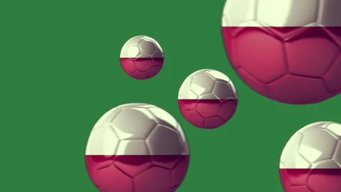 Group of soccer balls the flag poland bunch ball on qatar it them 스톡 동영상 337028951
