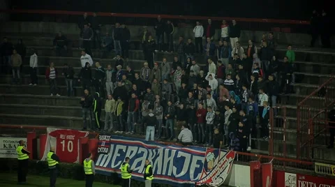 Group Of Soccer Hooligans Have Performance And Singing On Stadium During Game Stock Footage 42944560