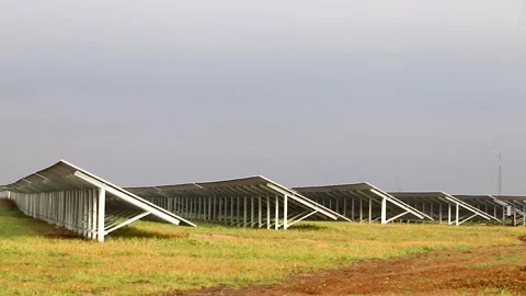 Group of solar panel structures Stock Footage 147458760