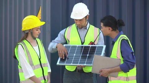Group of Solar power plant Engineers Team Meeting and discussion to brainst.. Stock Footage 242308062