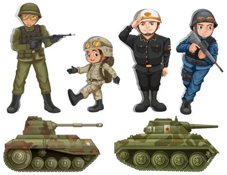 A group of soldiers Illustrazione stock