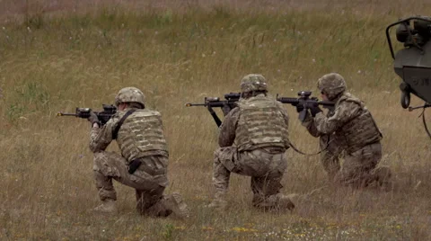 Group of soldiers shoot Stock Footage 67254921