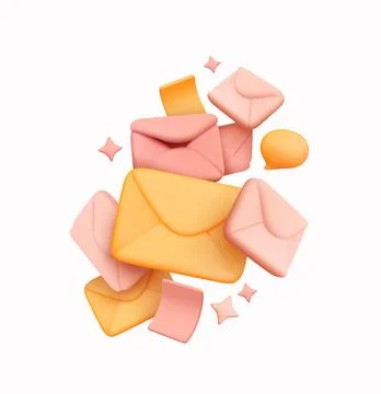 Group of spam, mail, email, dialogue bubble. Creative concept composition. .. Stock Illustration