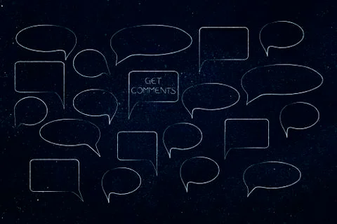 Group of speech bubbles with get more comments caption Stock Illustration