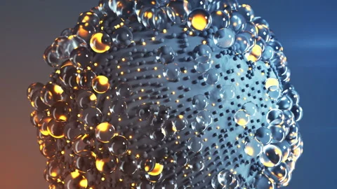 Group of spheres levitate seamless loop 3D render animation Stock Footage 117898202