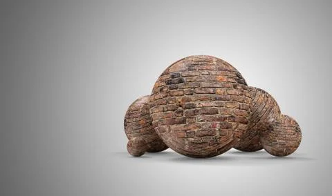 Group of Spheres made from Bricks on gradient background Stock Illustration