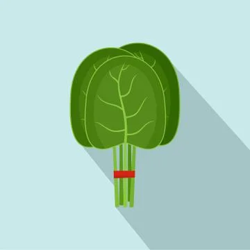 Group of spinach leaves icon, flat style Stock Illustration