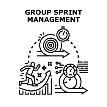 Group sprint management agile development process icon Illustrazione stock
