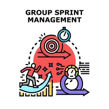 Group sprint management agile development process icon Stock Illustration