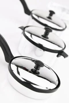 Group of stainless steel kitchenware Stock Photos