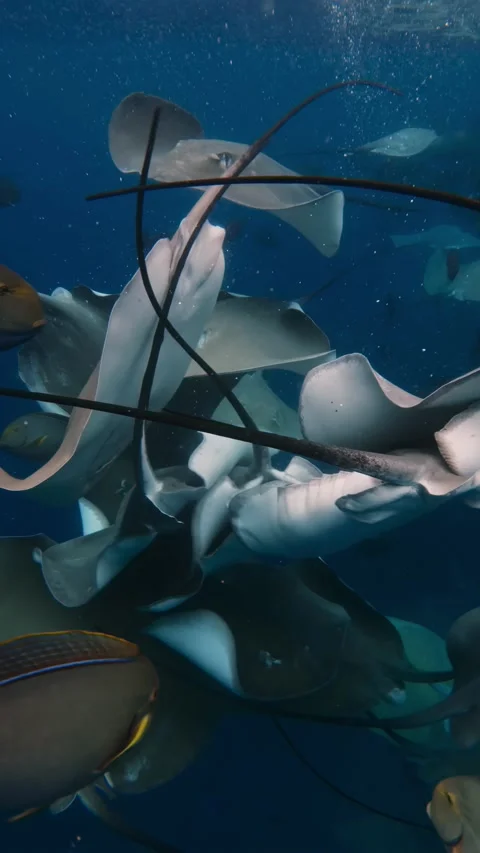 Group of Stingrays Swimming in Blue Ocean Stock Footage 315992829