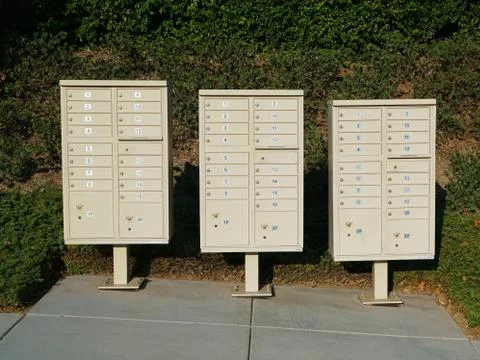 A Group of street postal mail boxes Stock Photos