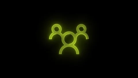Group stroke icon glowing neon yellow color animation Stock Footage 289432453