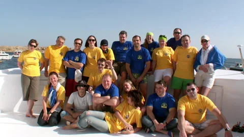 Group of student divers on ship. Stock Footage 236808586